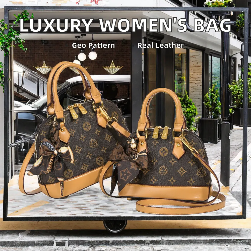 Sac à main de luxe pour femme en cuir véritable, forme coquillage, bandoulière unique, motif géométrique rétro , collection 2026